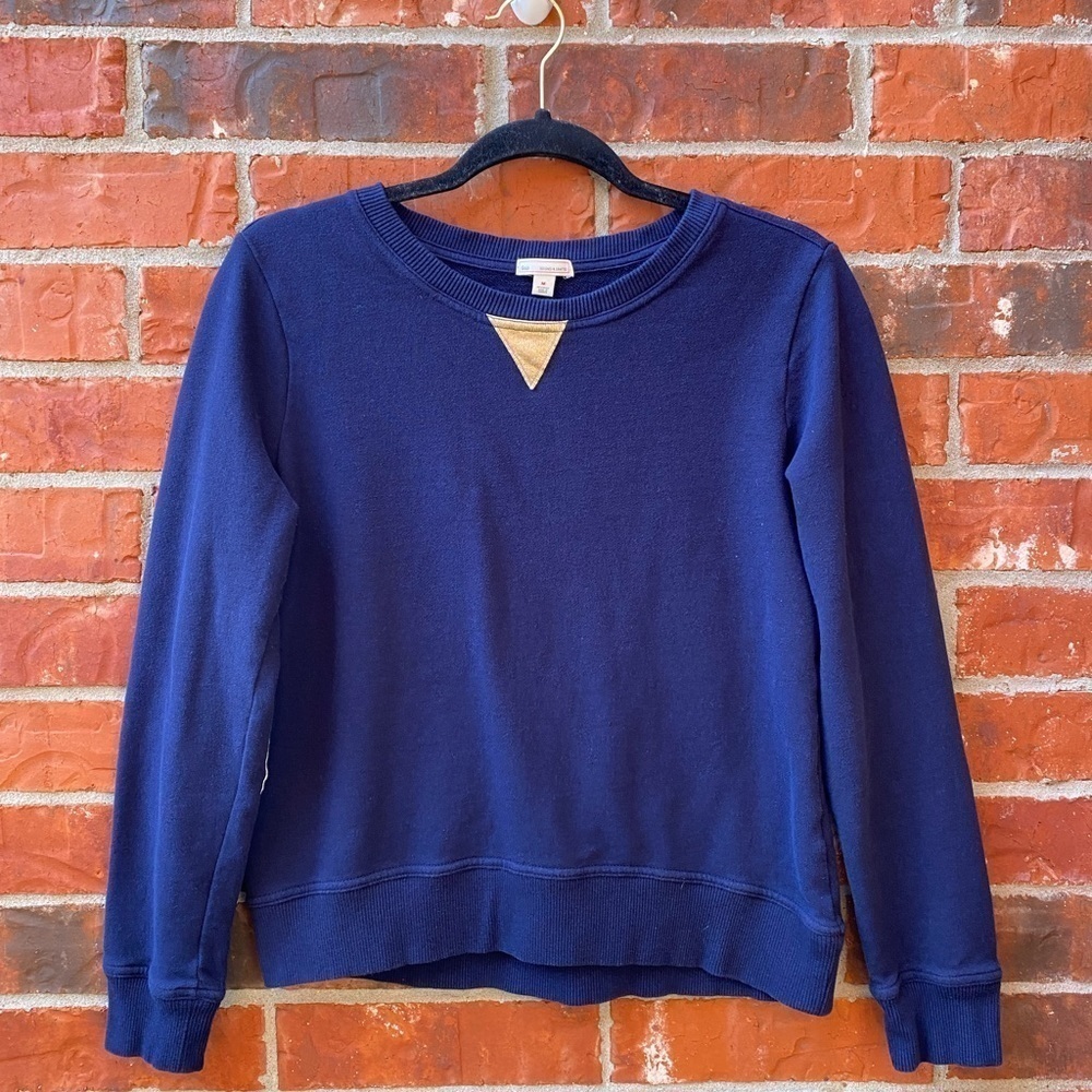 Gap Womens Medium Blue Gold Elbow Pad Sweater